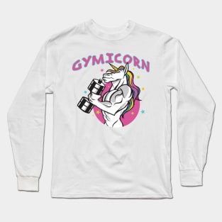 The Gymicorn, A One-ear Motif With Dumbbell Training Long Sleeve T-Shirt